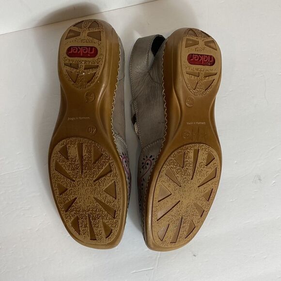 Rieker Antistress leather printed clover grey sandals size 9.5 - Picture 7 of 8